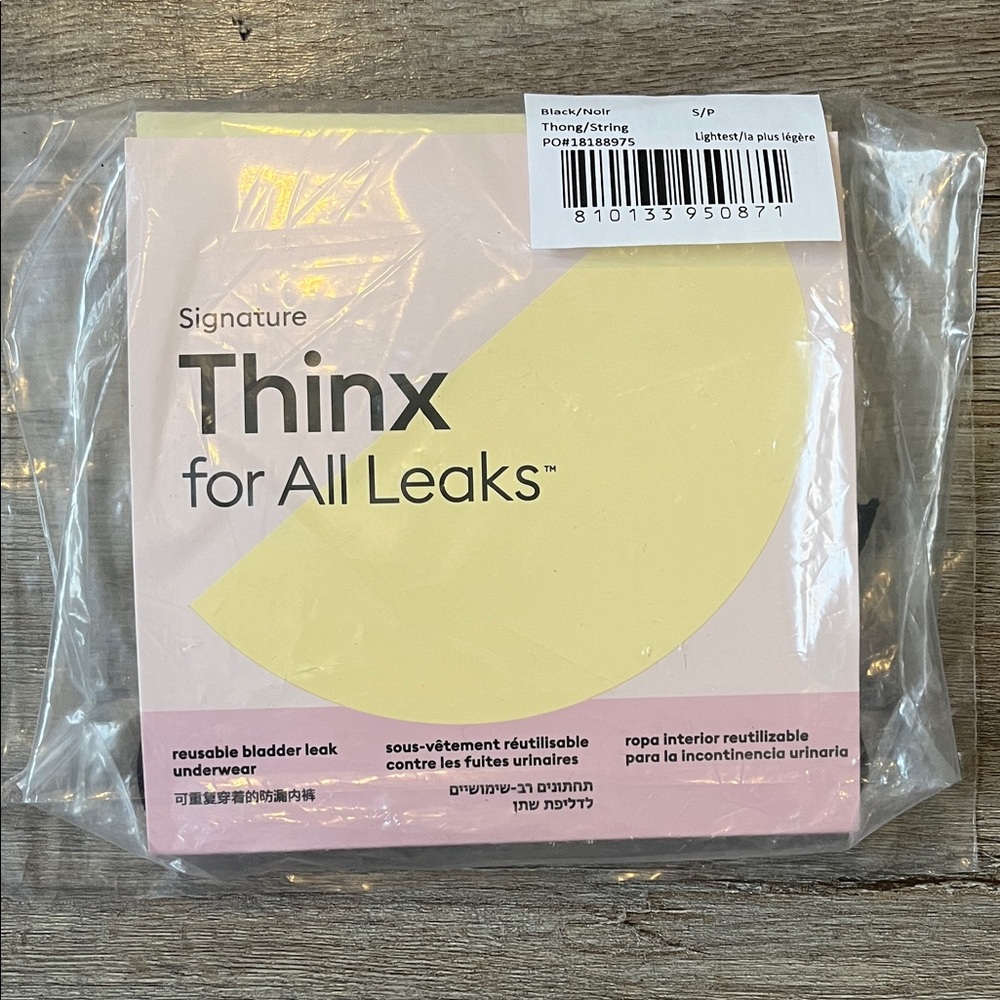 Thinx Reusable Leak Thong/String Underwear — Pink and Yellow Packaging